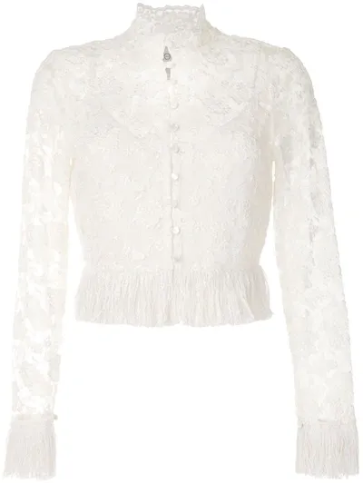 Alexis Percival Floral-lace Top In White