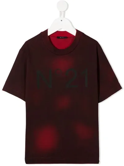 N°21 T-shirt With Tie Dye Pattern Nº21 Kids. In Red