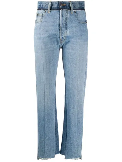 Maison Margiela Raw-hem Panelled Straight-leg Jeans In Blue