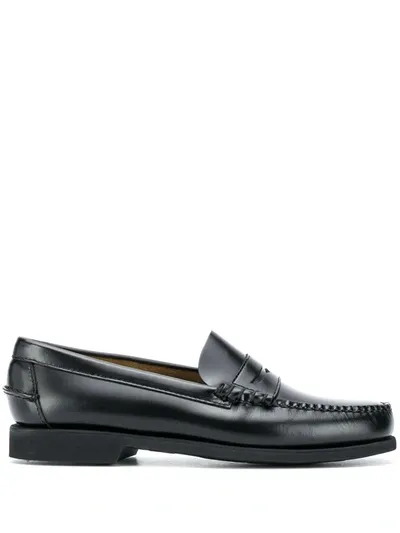 Sebago Panelled Leather Loafers In Black