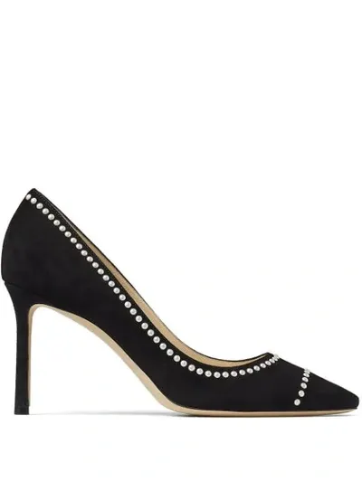 Jimmy Choo Women's Romy Pearl-embellished Suede Pumps In Black