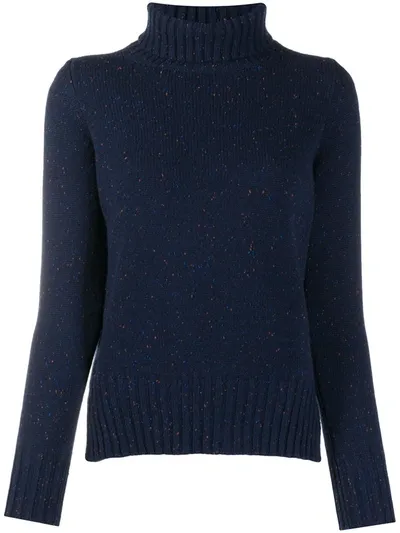 Fedeli Roll-neck Fleck Sweater In Blue