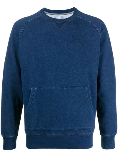 Sun 68 Sweatshirt With Front Pouch Pocket In Blue