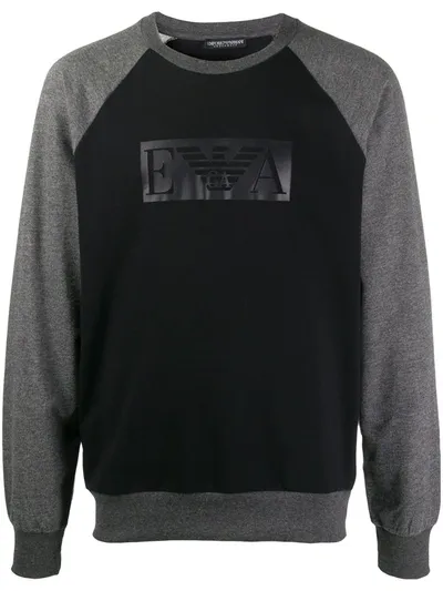 Emporio Armani Raglan-sleeves Logo Sweatshirt In Black