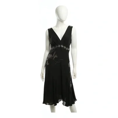 Pre-owned Ted Baker Silk Mid-length Dress In Black