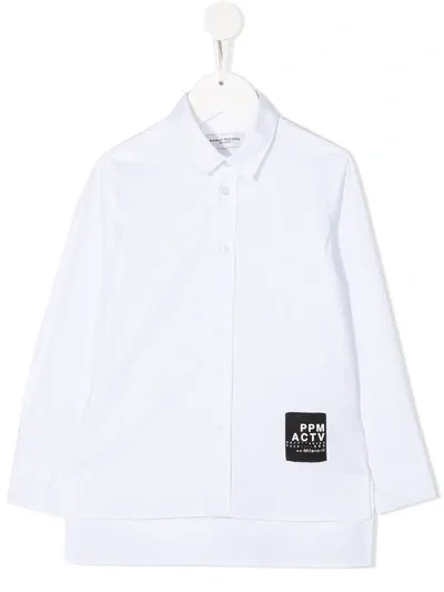 Paolo Pecora Kids' Logo Patch Long-sleeve Shirt In White