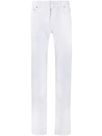 Jacob Cohen Slim Fit Corduroy Trousers In White