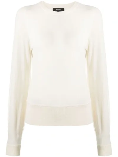 Theory Fine Knit Cashmere Jumper In White