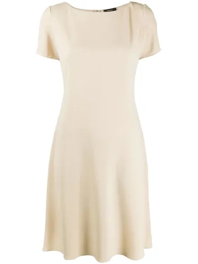 Theory Short-sleeve Midi Dress In Neutrals