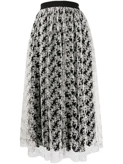 Ermanno Ermanno Lace Panelled Skirt In Black