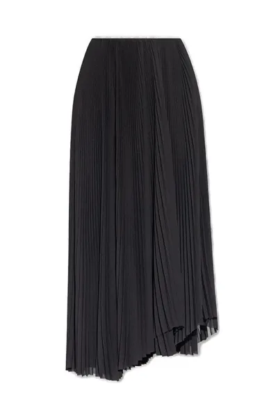 Balenciaga Tube Pleated Drawstring Skirt In Washed Black