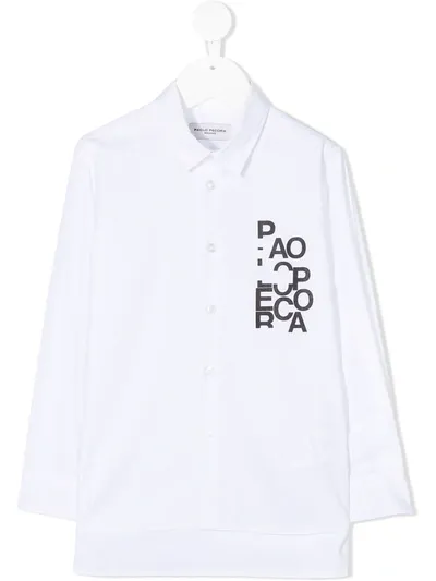 Paolo Pecora Kids' Logo-print Long Sleeved Shirt In White