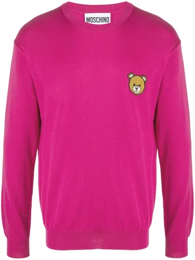 Moschino Teddy Crew Neck Jumper In Pink