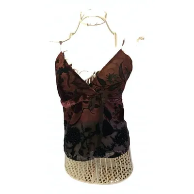 Pre-owned Hale Bob Silk Camisole In Burgundy