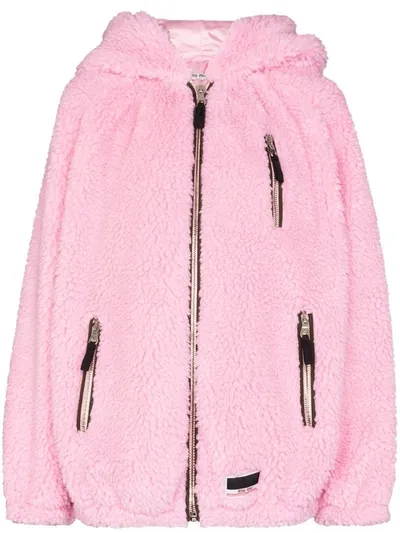 Miu Miu Hooded Teddy Jacket In Pink