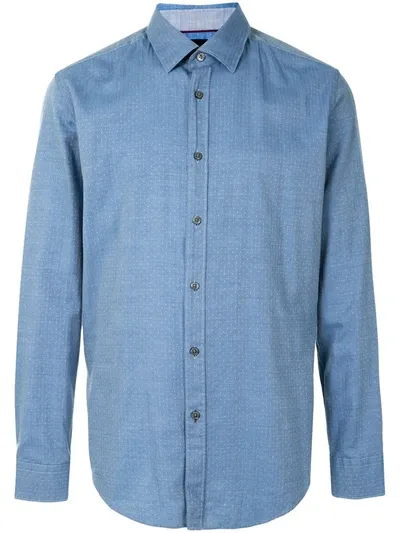 Hugo Boss Polka-dot Longsleeved Shirt In Blue