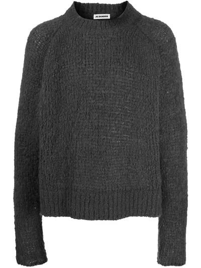 Jil Sander Brushed Crew Neck Jumper In Green