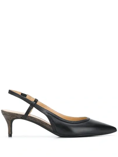 Michael Michael Kors Monogram-heel Slingback Pumps In Black