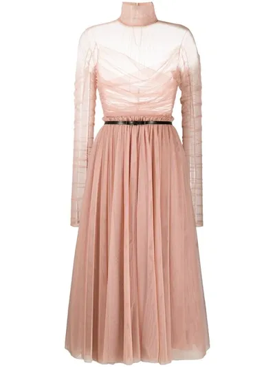 Brognano Sheer Panel Dress In Pink