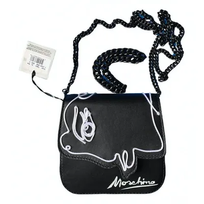 Pre-owned Moschino Leather Crossbody Bag In Black