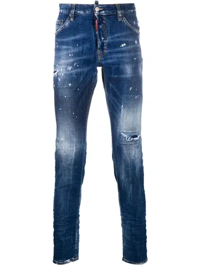 Dsquared2 Distressed Slim-fit Jeans In Blue