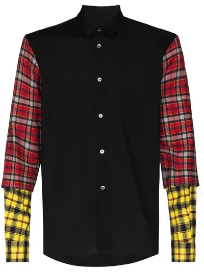 Comme Des Garçons Homme Deux Comme Des Garçons Homme Plus Checked Sleeve Shirt In Black