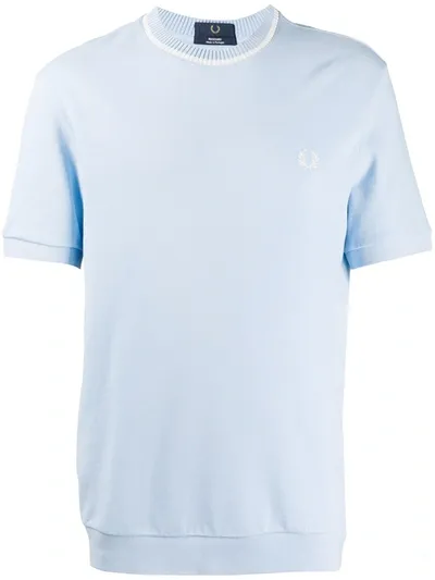 Fred Perry Rib-trimmed Cotton T-shirt In Blue