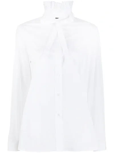 Ermanno Ermanno Pleated Tie-neck Blouse In White