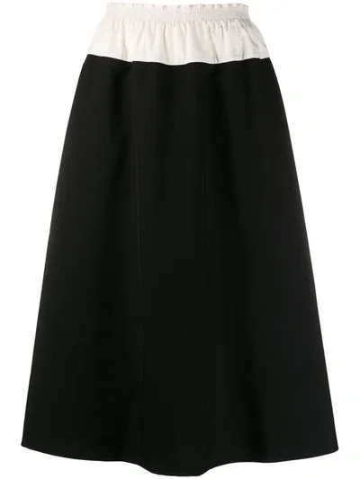 Sara Lanzi Two-tone Flared Skirt In Black