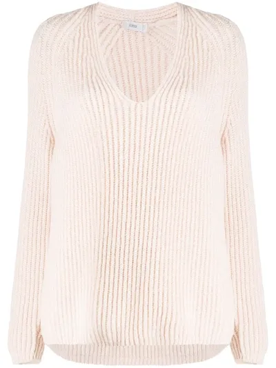 Closed Rib Knit Jumper In Pink