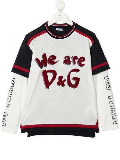 Dolce & Gabbana Kids' Cotton Sweater With Front Logo Print In Multicoloured