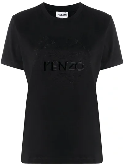 Kenzo Tiger Embroidered T-shirt In Black