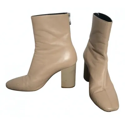 Pre-owned Maison Margiela Leather Ankle Boots In Beige