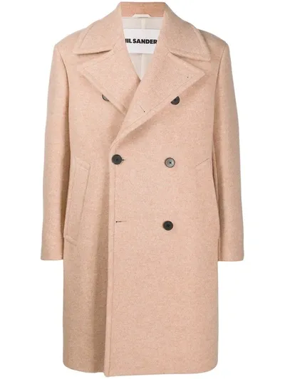 Jil Sander Wide Lapels Double-breasted Coat In Neutrals