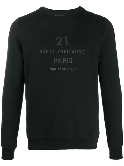 Karl Lagerfeld Rue St-guillaume Print Sweatshirt In Black