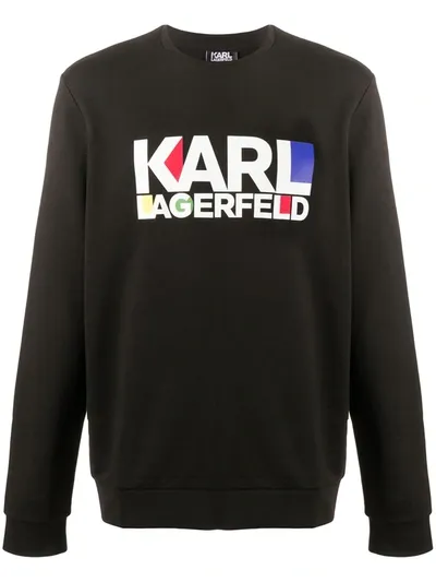 Karl Lagerfeld Logo Print Crew Neck Sweatshirt In Black