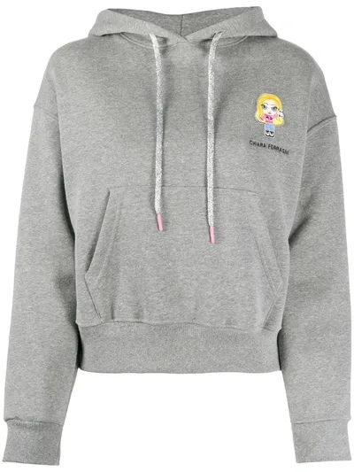 Chiara Ferragni Embroidered Logo Hoodie In Grey