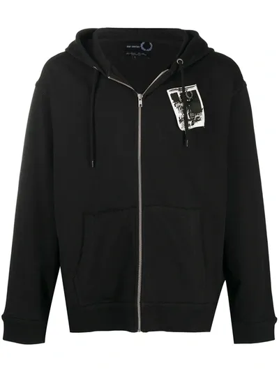 Fred Perry Graphic Print Hooded Jacket In Black