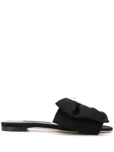 Manolo Blahnik Flariabi Flat Black Slides