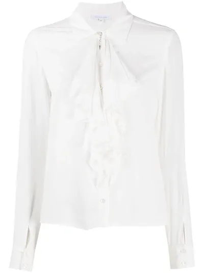 Patrizia Pepe Jabot Ruffle Shirt In White