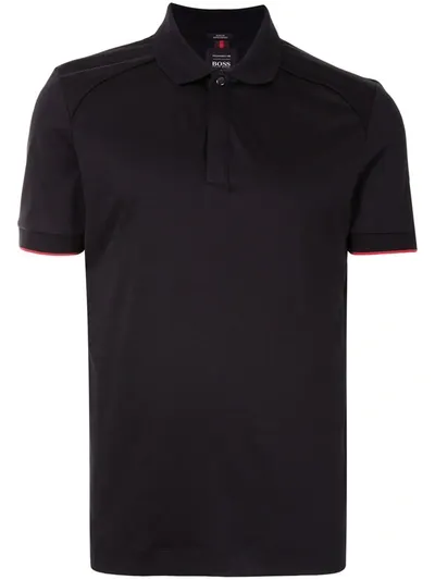 Hugo Boss Contrast-trim Polo Shirt In Black