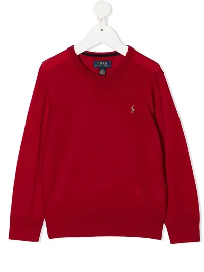 Ralph Lauren Kids' Embroidered Logo Jumper In Red