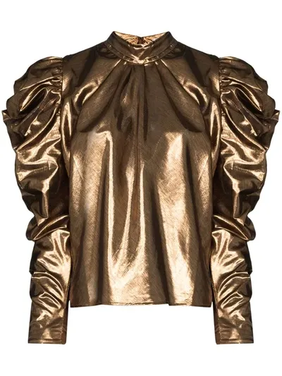 Rejina Pyo Sofia Lamé Blouse In Gold