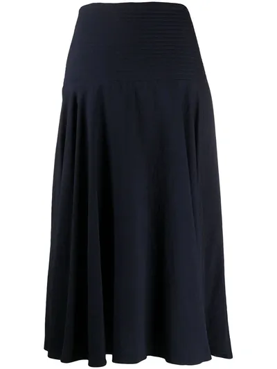 Kenzo High Waist Midi Skirt In Blue