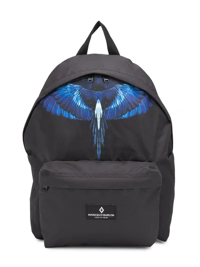 Marcelo Burlon County Of Milan Kids' Bird Print Backpack In Black