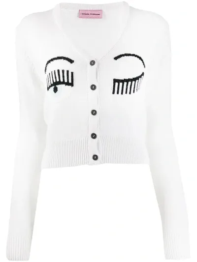 Chiara Ferragni Logo-jacquard Cardigan In White