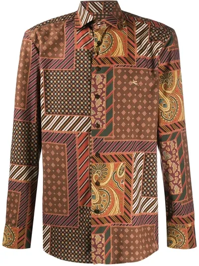 Etro Paisley Print Shirt In Black