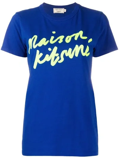 Maison Kitsuné Signature Neon T-shirt In Blue,yellow