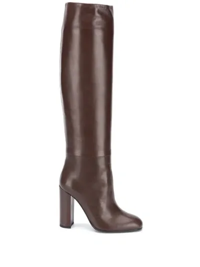 Fabiana Filippi Bead Embellished Block Heel Boots In Brown