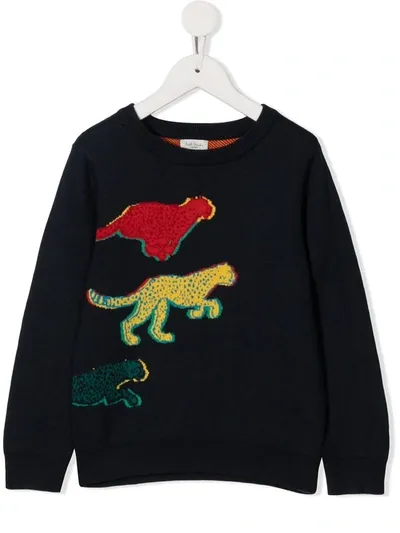 Paul Smith Junior Kids' Blue Sweater For Boy With Dinosaurs